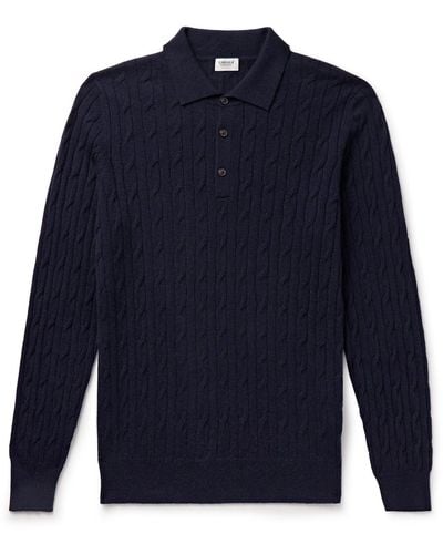Ghiaia Cable-knit Cashmere Polo Shirt - Blue