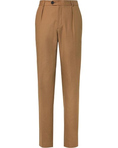 Oliver Spencer Claremont Straight-leg Pleated Modal And Cotton-blend Suit Pants - Natural