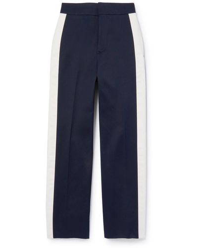 Alexander McQueen Straight-leg Striped Cotton-twill Pants - Blue