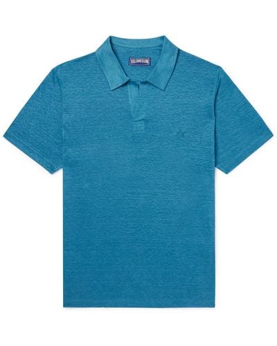 Vilebrequin Pyramid Linen-jersey Polo Shirt - Blue