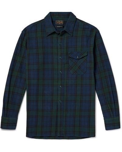 Beams Plus Checked Cotton-flannel Shirt - Blue