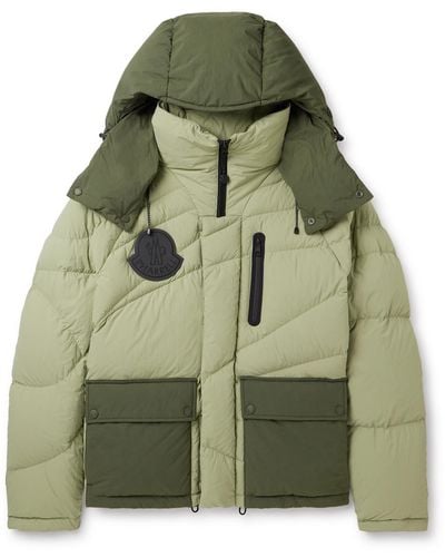 Moncler Genius Pharrell Williams Two-tone Quilted Shell Hooded Down Jacket - Green