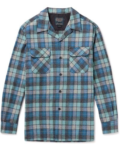 Pendleton Checked Cotton-flannel Shirt - Blue