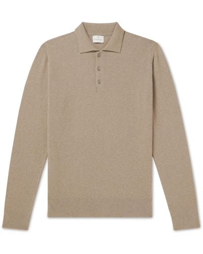 Kingsman Wade Merino Wool And Cashmere-blend Polo Shirt - Natural
