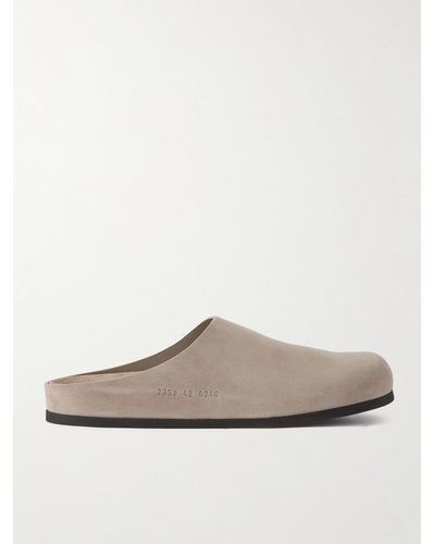 Common Projects Sabot in camoscio con logo impresso - Bianco