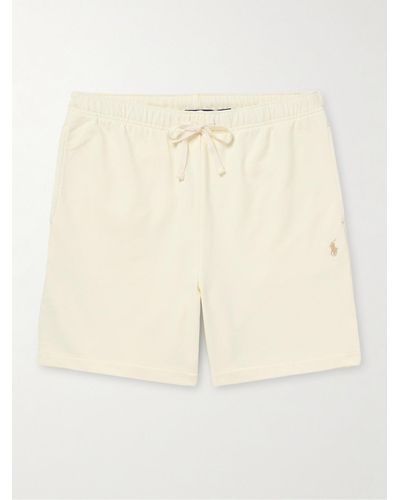 Polo Ralph Lauren Straight-leg Logo-embroidered Cotton-jersey Drawstring Shorts - Natural