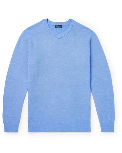 Peter Millar Dover Honeycomb-knit Merino Wool Sweater - Blue