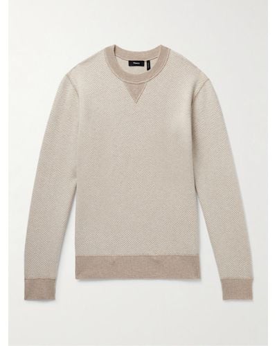Theory Alcos Herringbone Wool-blend Sweatshirt - White
