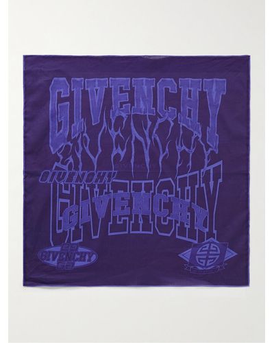 Givenchy Logo-print Cotton-voile Scarf - Purple