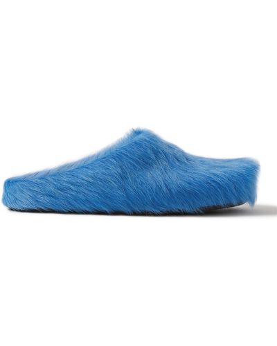 Marni Fussbett Calf Hair Slippers - Blue