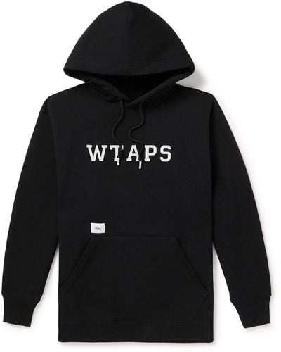 WTAPS Logo-appliquéd Cotton-jersey Hoodie - Black