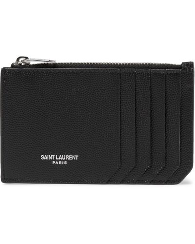 Saint Laurent Pebble-grain Leather Cardholder - Black
