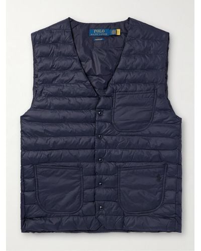 Polo Ralph Lauren Slim-fit Logo-embroidered Quilted Recycled-shell Gilet - Blue
