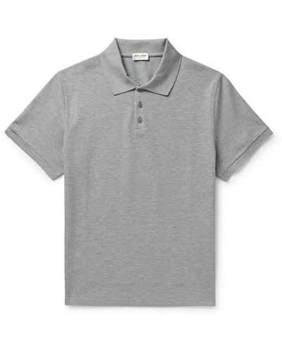 Saint Laurent Cotton-piqué Polo Shirt - Gray