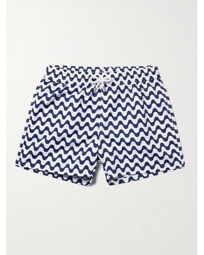 Frescobol Carioca Copacabana Slim-fit Short-length Printed Swim Shorts - Blue