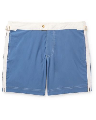 Tom Ford Slim-fit Mid-length Striped Swim Shorts - Blue
