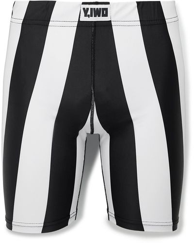 Y,IWO Striped Stretch-jersey Shorts - Black