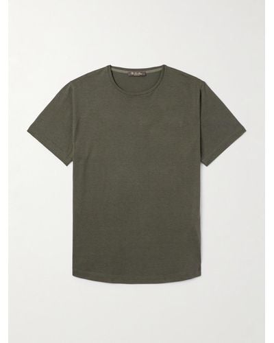 Loro Piana Soft schmal geschnittenes T-Shirt aus einer Seiden-Baumwollmischung - Grün