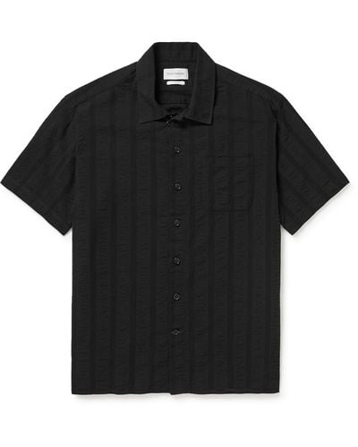 Oliver Spencer Riviera Organic Cotton-seersucker Shirt - Black