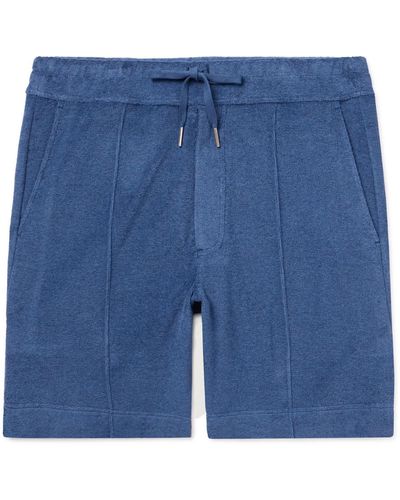 Tom Ford Straight-leg Cotton-terry Drawstring Shorts - Blue
