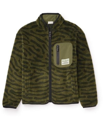 Moncler Genius Salehe Bembury Shell-trimmed Zebra-print Fleece Jacket - Green