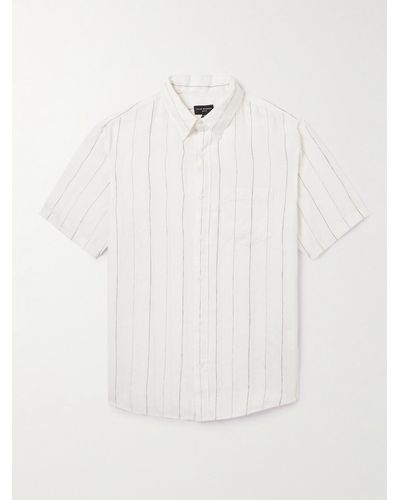 Club Monaco Button-down Collar Striped Linen Shirt - White