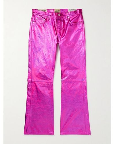 GALLERY DEPT. Logan Galactic Flared Distressed Metallic Crinkled-leather Pants - Pink