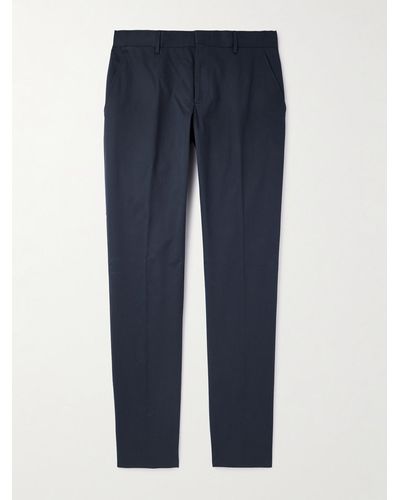 ZEGNA Straight-leg Stretch-cotton Twill Trousers - Blue