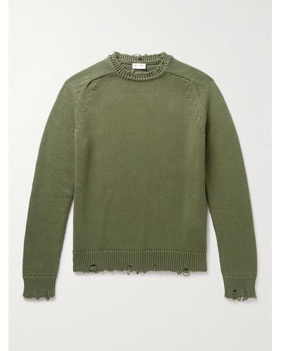 Saint Laurent Pullover aus Baumwolle in Distressed-Optik - Grün