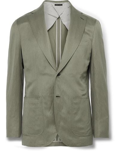 Brioni Linen And Silk-blend Blazer - Green
