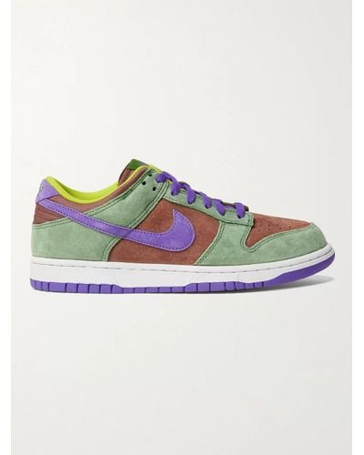 Nike Dunk Low Mesh And Suede Trainers - Green