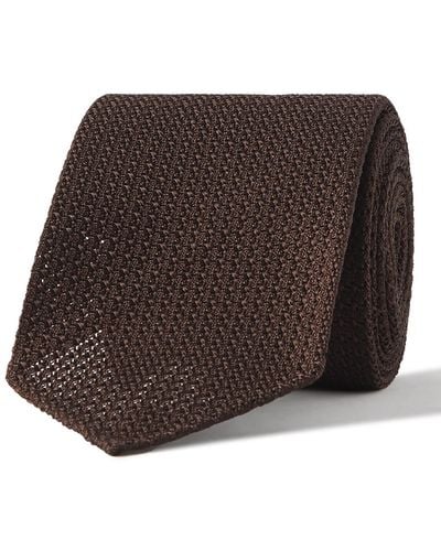 Drake's 8cm Silk-grenadine Tie - Brown