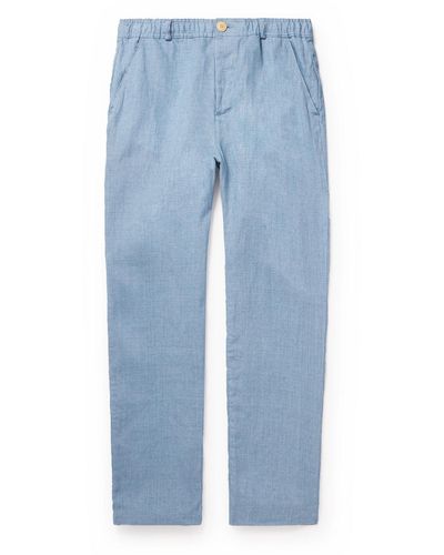 Oliver Spencer Straight-leg Linen Drawstring Pants - Blue