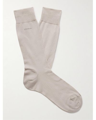 ZEGNA Everyday Socken aus einer Baumwollmischung mit Intarsienlogomotiv - Weiß