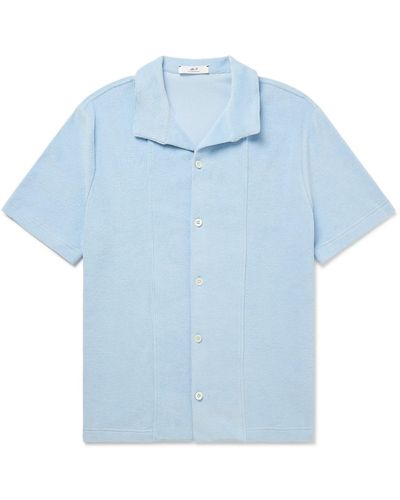 MR P. Cutaway-collar Cotton-terry Shirt - Blue