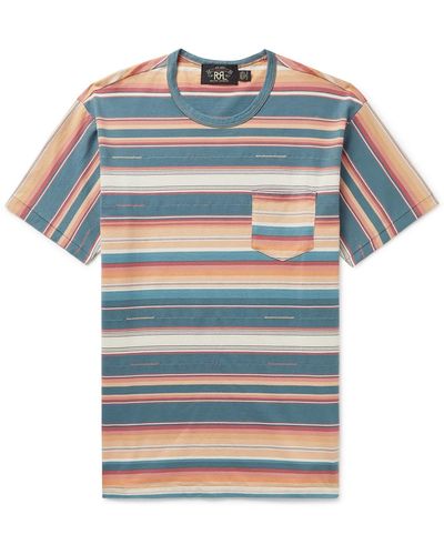 RRL Striped Cotton-jersey T-shirt - Blue