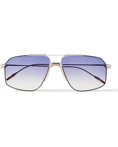 Jacques Marie Mage Jagger Aviator-style Silver-tone Sunglasses - Blue