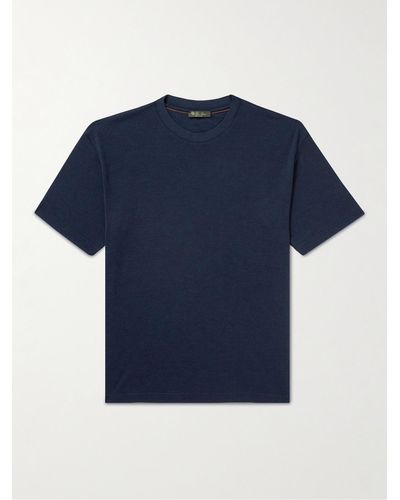 Loro Piana Philion Cashmere And Silk-blend Jersey T-shirt - Blue