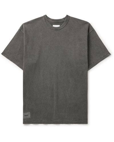 WTAPS Academy Logo-appliquéd Embroidered Cotton-jersey T-shirt - Gray