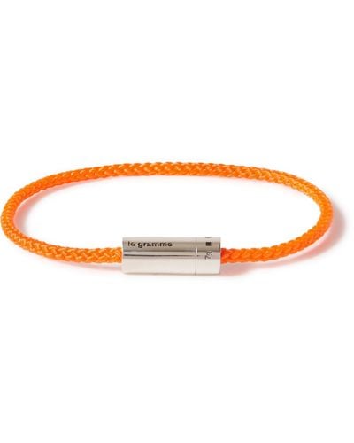 Le Gramme 5g Braided Cord And Sterling Silver Bracelet - Orange