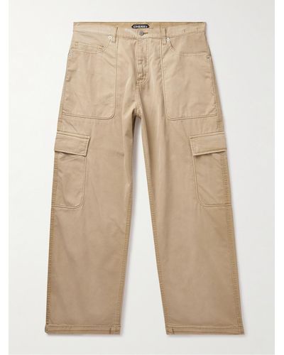 CHERRY LA Wide-leg Cotton-twill Cargo Pants - Natural