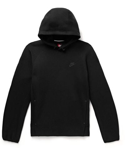 Nike Sportswear Slim-fit Cotton-blend Tech Fleece Hoodie - Black