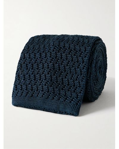 Rubinacci 8cm Knitted Silk Tie - Blue