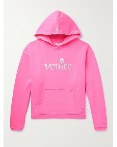 ERL Printed Cotton-jersey Hoodie - Pink