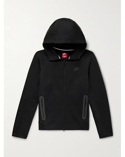 Nike Logo-print Cotton-blend Tech Fleece Zip-up Hoodie - Black