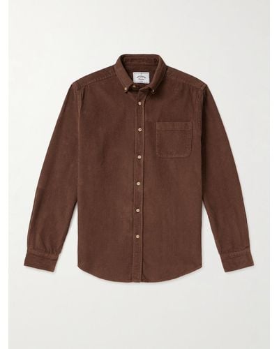 Portuguese Flannel Lobo Button-down Collar Cotton-corduroy Shirt - Brown
