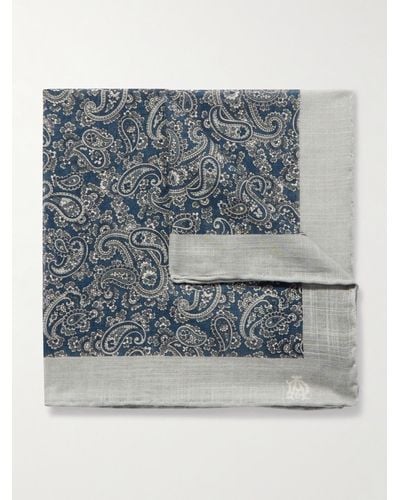 Dunhill Paisley-print Cotton Pocket Square - Blue