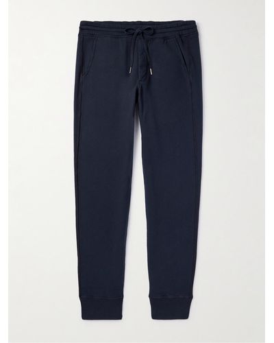 Tom Ford Tapered Garment-dyed Cotton-jersey Joggers - Blue