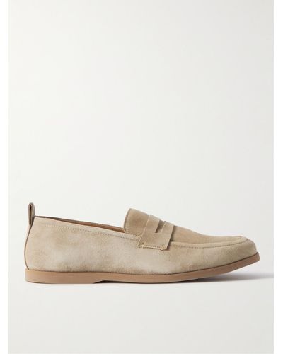 MR P. Suede Penny Loafers - Natural