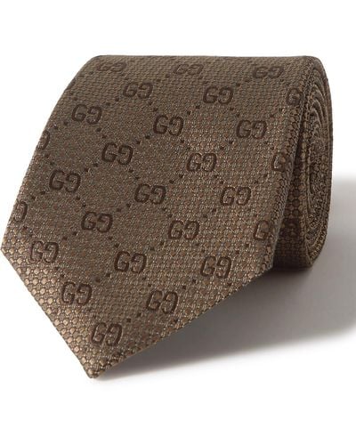 Gucci 7cm Logo-jacquard Silk Tie - Brown